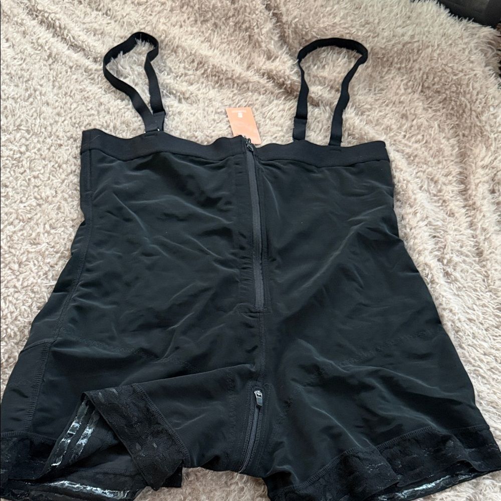 Black High-Waist Shaping Bodysuit with Adjustable Straps 6XL
